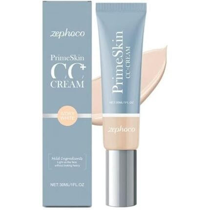 Prometics Prime - Skin CC Cream for Mature Women – Lightweight Liquid-to-Powder Foundation – Blurs Pores & Covers Age Spots–Crease-Free, Hydrating & Soft-Matte Finish for Sensitive Skin. (IVORY white)