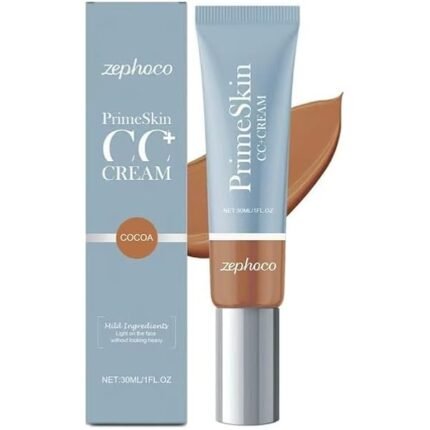 Prometics Prime - Skin CC Cream for Mature Women – Lightweight Liquid-to-Powder Foundation – Blurs Pores & Covers Age Spots–Crease-Free, Hydrating & Soft-Matte Finish for Sensitive Skin. (Cocoa)