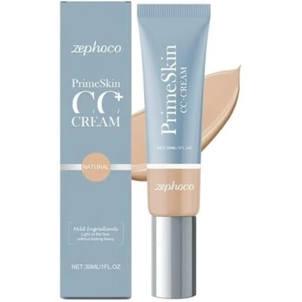 Prometics Prime - Skin CC Cream for Mature Women – Lightweight Liquid-to-Powder Foundation – Blurs Pores & Covers Age Spots–Crease-Free, Hydrating & Soft-Matte Finish for Sensitive Skin. (Natural)