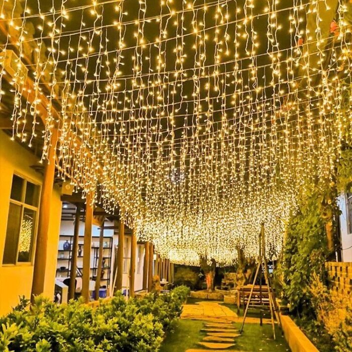 Duckkoko 400 LED Outdoor Curtain Lights String Lights Ceremony Birthday Christmas Balcony Roof Decorations - Image 2