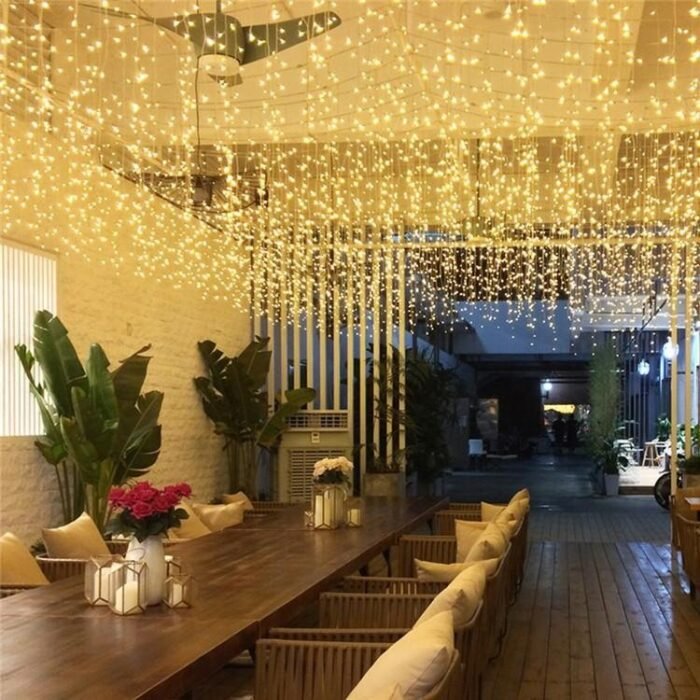 Duckkoko 400 LED Outdoor Curtain Lights String Lights Ceremony Birthday Christmas Balcony Roof Decorations - Image 3