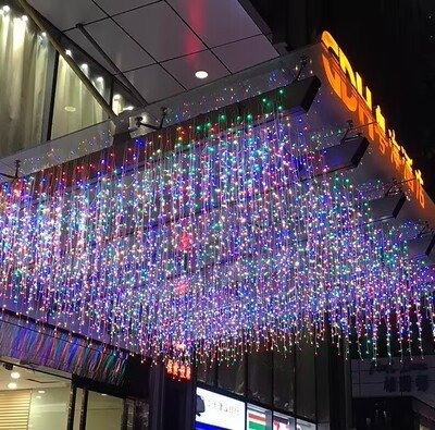 Duckkoko 400 LED Outdoor Curtain Lights String Lights Ceremony Birthday Christmas Balcony Roof Decorations - Image 8